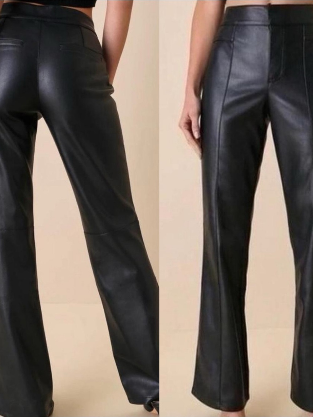 We The Free Black Faux Leather Wide-Leg Pants